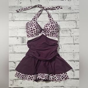 Shuman Swimdress One-Piece Tummy Control Swimsuit NWOT XL